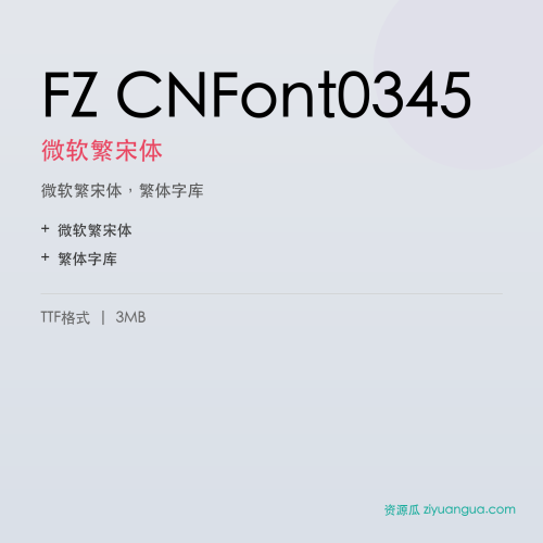 FZ CNFont0345（微软繁宋体）- 微软繁宋体