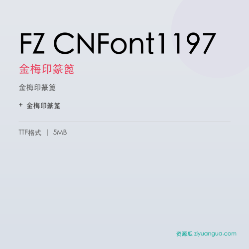 FZ CNFont1197（金梅印篆篦）- 金梅印篆篦
